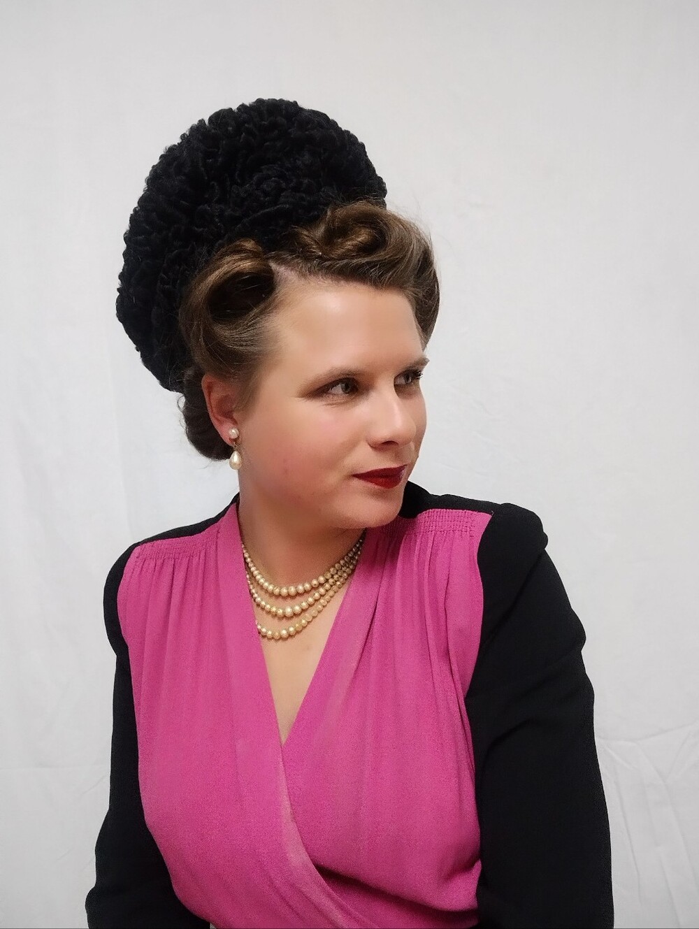 Vintage Black Lamb Fur Hat